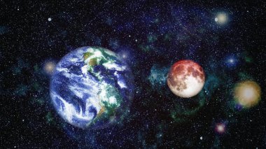 Siyah bir zemin üzerine uzaydan moon. NASA tarafından döşenmiş öğeler dahil olmak üzere son derece ayrıntılı görüntü.