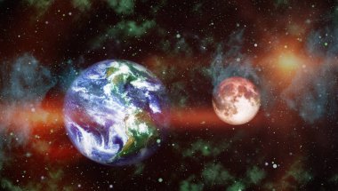 Siyah bir zemin üzerine uzaydan moon. NASA tarafından döşenmiş öğeler dahil olmak üzere son derece ayrıntılı görüntü.