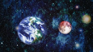 Siyah bir zemin üzerine uzaydan moon. NASA tarafından döşenmiş öğeler dahil olmak üzere son derece ayrıntılı görüntü.