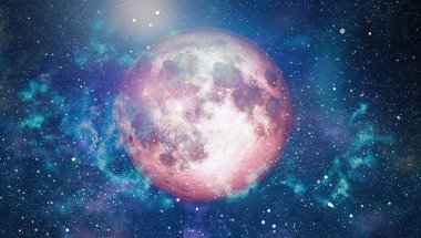 Siyah bir zemin üzerine uzaydan moon. NASA tarafından döşenmiş öğeler dahil olmak üzere son derece ayrıntılı görüntü.