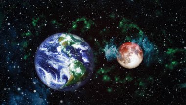 Siyah bir zemin üzerine uzaydan moon. NASA tarafından döşenmiş öğeler dahil olmak üzere son derece ayrıntılı görüntü.