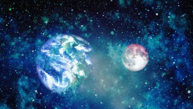 Siyah bir zemin üzerine uzaydan moon. NASA tarafından döşenmiş öğeler dahil olmak üzere son derece ayrıntılı görüntü.