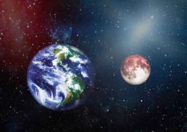 Güzel dünya ve kırmızı ay - bu görüntü bir şekilde döşenmiş tarafından Nasa unsurları