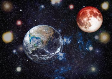 Güzel dünya ve kırmızı ay - bu görüntü bir şekilde döşenmiş tarafından Nasa unsurları