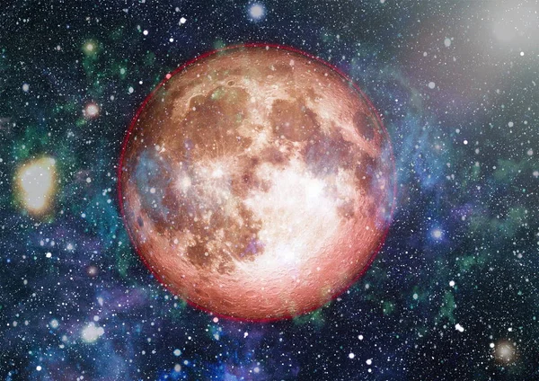 Moon Från Rymden Svart Bakgrund Oerhört Detaljerad Bild Inklusive Element — Stockfoto