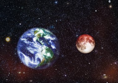 Güzel dünya ve kırmızı ay - bu görüntü bir şekilde döşenmiş tarafından Nasa unsurları