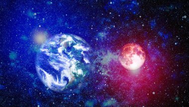 Güzel dünya ve kırmızı ay - bu görüntü bir şekilde döşenmiş tarafından Nasa unsurları