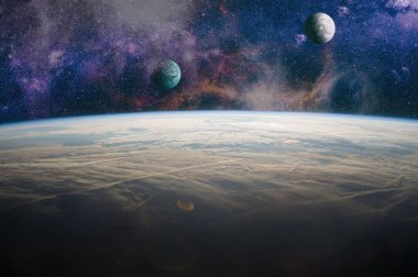 Nebula ve yıldızlı sonsuz uzay arkaplanı. NASA tarafından desteklenen bu görüntü ögeleri