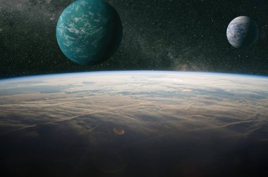 Nebula ve yıldızlı sonsuz uzay arkaplanı. NASA tarafından desteklenen bu görüntü ögeleri