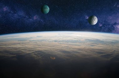 Nebula ve yıldızlı sonsuz uzay arkaplanı. NASA tarafından desteklenen bu görüntü ögeleri
