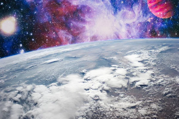 Kilátás Ból Térben Föld Föld Megfigyelés Futurisztikus Absztrakt Helyet Háttér — Stock Fotó