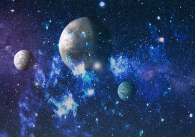 Uzaydaki gezegenler, yıldızlar ve galaksiler uzay keşiflerinin güzelliğini gösteriyor. NASA tarafından döşenmiş elementler