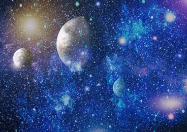 Uzaydaki gezegenler, yıldızlar ve galaksiler uzay keşiflerinin güzelliğini gösteriyor. NASA tarafından döşenmiş elementler