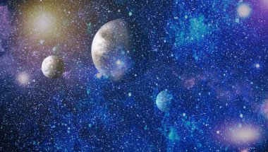 Uzaydaki gezegenler, yıldızlar ve galaksiler uzay keşiflerinin güzelliğini gösteriyor. NASA tarafından döşenmiş elementler