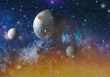 Uzaydaki gezegenler, yıldızlar ve galaksiler uzay keşiflerinin güzelliğini gösteriyor. NASA tarafından döşenmiş elementler