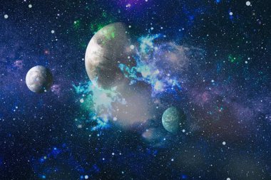 Uzaydaki gezegenler, yıldızlar ve galaksiler uzay keşiflerinin güzelliğini gösteriyor. NASA tarafından döşenmiş elementler