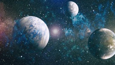 birçok ışık yılı uzakta dünya derin uzayda yıldız alanı. Bu görüntü nasa tarafından döşenmiş unsurları