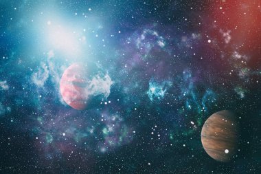 Fütürist soyut alan arkaplanı. Yıldızlı ve nebulalı gece gökyüzü. Bu görüntünün elementleri NASA tarafından desteklenmektedir