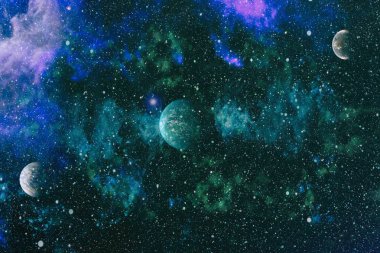 Fütürist soyut alan arkaplanı. Yıldızlı ve nebulalı gece gökyüzü. Bu görüntünün elementleri NASA tarafından desteklenmektedir