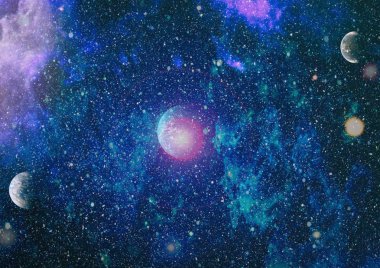 Fütürist soyut alan arkaplanı. Yıldızlı ve nebulalı gece gökyüzü. Bu görüntünün elementleri NASA tarafından desteklenmektedir