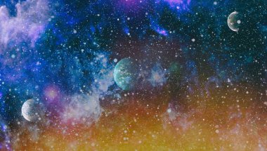 Fütürist soyut alan arkaplanı. Yıldızlı ve nebulalı gece gökyüzü. Bu görüntünün elementleri NASA tarafından desteklenmektedir