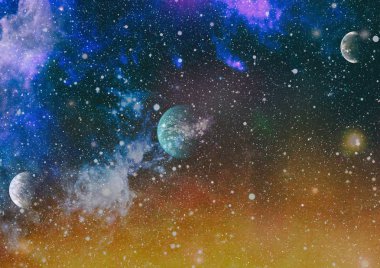 Fütürist soyut alan arkaplanı. Yıldızlı ve nebulalı gece gökyüzü. Bu görüntünün elementleri NASA tarafından desteklenmektedir