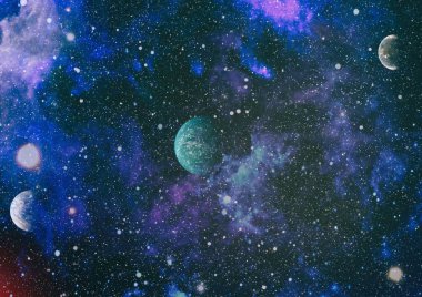 Fütürist soyut alan arkaplanı. Yıldızlı ve nebulalı gece gökyüzü. Bu görüntünün elementleri NASA tarafından desteklenmektedir