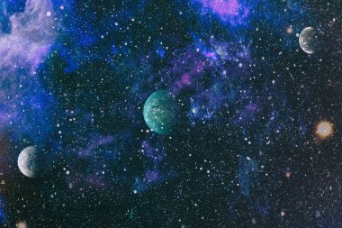 Fütürist soyut alan arkaplanı. Yıldızlı ve nebulalı gece gökyüzü. Bu görüntünün elementleri NASA tarafından desteklenmektedir