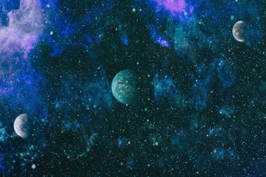 Fütürist soyut alan arkaplanı. Yıldızlı ve nebulalı gece gökyüzü. Bu görüntünün elementleri NASA tarafından desteklenmektedir