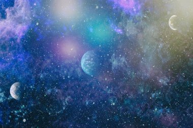 Fütürist soyut alan arkaplanı. Yıldızlı ve nebulalı gece gökyüzü. Bu görüntünün elementleri NASA tarafından desteklenmektedir