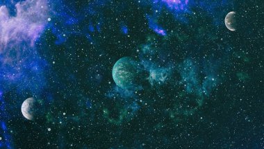 Fütürist soyut alan arkaplanı. Yıldızlı ve nebulalı gece gökyüzü. Bu görüntünün elementleri NASA tarafından desteklenmektedir