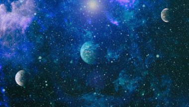 Fütürist soyut alan arkaplanı. Yıldızlı ve nebulalı gece gökyüzü. Bu görüntünün elementleri NASA tarafından desteklenmektedir