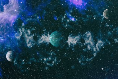 Fütürist soyut alan arkaplanı. Yıldızlı ve nebulalı gece gökyüzü. Bu görüntünün elementleri NASA tarafından desteklenmektedir