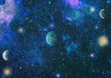 Fütürist soyut alan arkaplanı. Yıldızlı ve nebulalı gece gökyüzü. Bu görüntünün elementleri NASA tarafından desteklenmektedir