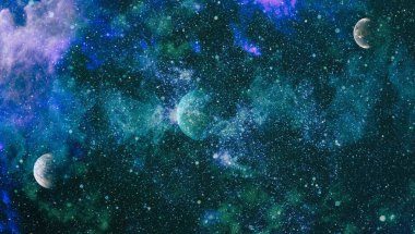 Fütürist soyut alan arkaplanı. Yıldızlı ve nebulalı gece gökyüzü. Bu görüntünün elementleri NASA tarafından desteklenmektedir