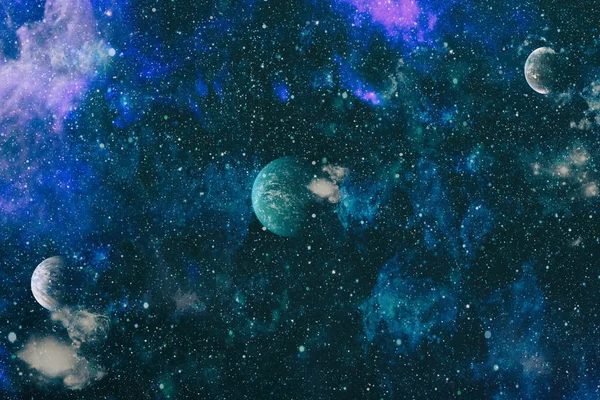 Fütürist soyut alan arkaplanı. Yıldızlı ve nebulalı gece gökyüzü. Bu görüntünün elementleri NASA tarafından desteklenmektedir