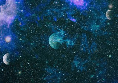 Fütürist soyut alan arkaplanı. Yıldızlı ve nebulalı gece gökyüzü. Bu görüntünün elementleri NASA tarafından desteklenmektedir