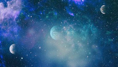 Fütürist soyut alan arkaplanı. Yıldızlı ve nebulalı gece gökyüzü. Bu görüntünün elementleri NASA tarafından desteklenmektedir