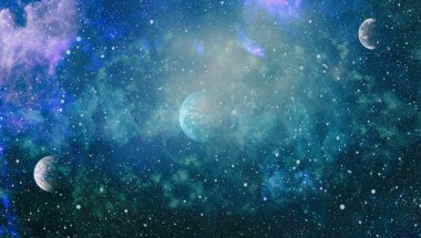 Fütürist soyut alan arkaplanı. Yıldızlı ve nebulalı gece gökyüzü. Bu görüntünün elementleri NASA tarafından desteklenmektedir