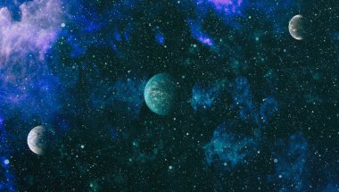 Fütürist soyut alan arkaplanı. Yıldızlı ve nebulalı gece gökyüzü. Bu görüntünün elementleri NASA tarafından desteklenmektedir