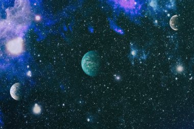 Fütürist soyut alan arkaplanı. Yıldızlı ve nebulalı gece gökyüzü. Bu görüntünün elementleri NASA tarafından desteklenmektedir