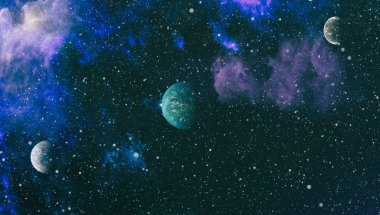 Fütürist soyut alan arkaplanı. Yıldızlı ve nebulalı gece gökyüzü. Bu görüntünün elementleri NASA tarafından desteklenmektedir