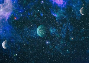 Fütürist soyut alan arkaplanı. Yıldızlı ve nebulalı gece gökyüzü. Bu görüntünün elementleri NASA tarafından desteklenmektedir