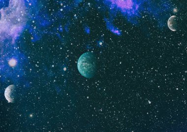 Fütürist soyut alan arkaplanı. Yıldızlı ve nebulalı gece gökyüzü. Bu görüntünün elementleri NASA tarafından desteklenmektedir