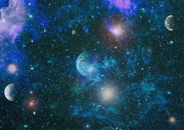 Fütürist soyut alan arkaplanı. Yıldızlı ve nebulalı gece gökyüzü. Bu görüntünün elementleri NASA tarafından desteklenmektedir