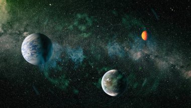 Fütürist soyut alan arkaplanı. Yıldızlı ve nebulalı gece gökyüzü. Bu görüntünün elementleri NASA tarafından desteklenmektedir