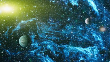 Fütürist soyut alan arkaplanı. Yıldızlı ve nebulalı gece gökyüzü. Bu görüntünün elementleri NASA tarafından desteklenmektedir