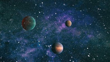 Fütürist soyut alan arkaplanı. Yıldızlı ve nebulalı gece gökyüzü. Bu görüntünün elementleri NASA tarafından desteklenmektedir