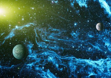 Fütürist soyut alan arkaplanı. Yıldızlı ve nebulalı gece gökyüzü. Bu görüntünün elementleri NASA tarafından desteklenmektedir