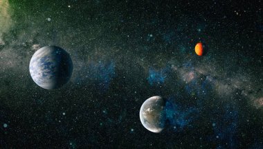 Fütürist soyut alan arkaplanı. Yıldızlı ve nebulalı gece gökyüzü. Bu görüntünün elementleri NASA tarafından desteklenmektedir